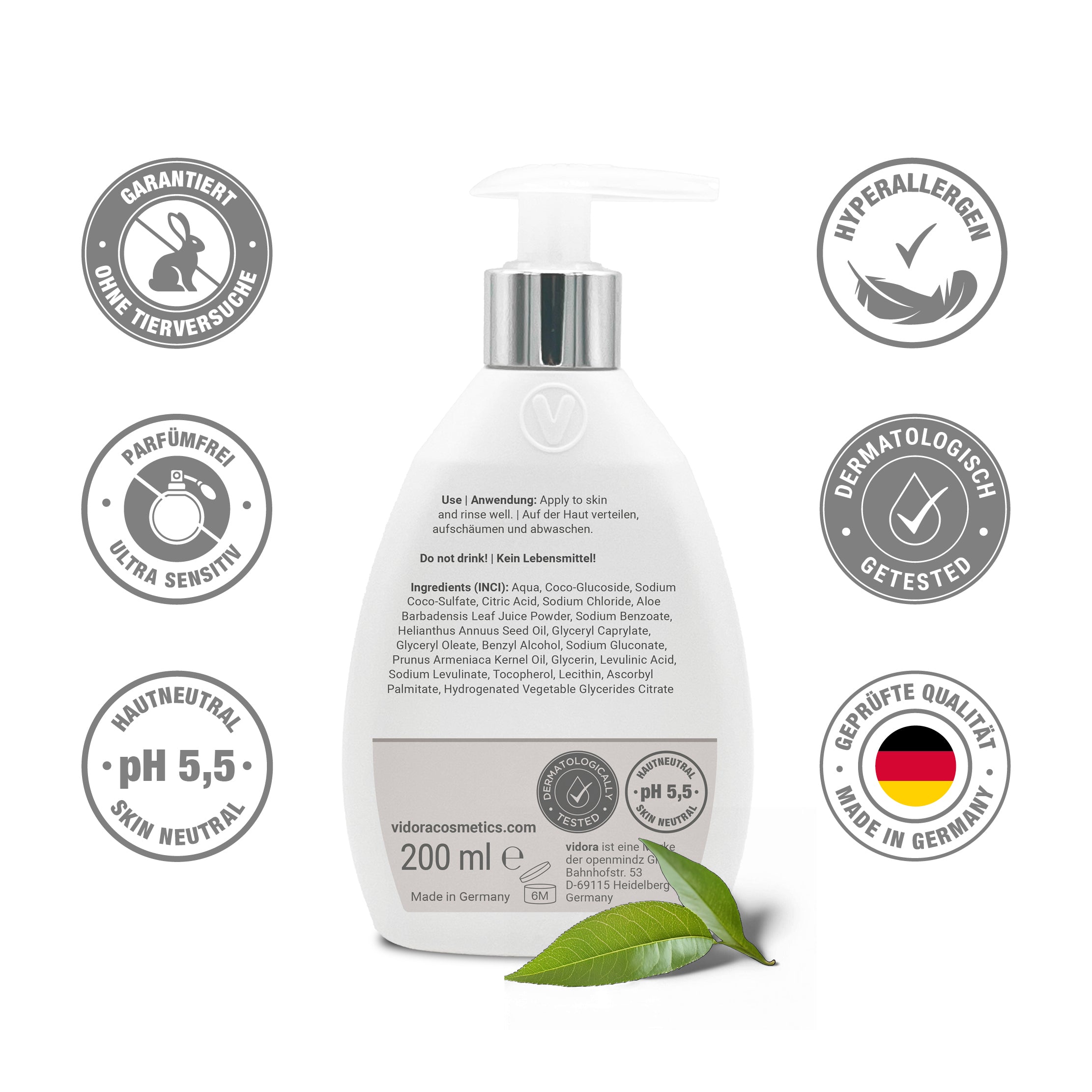 Pure Body Wash, parfümfreies Duschgel mit BIO-Aloe Vera & Aprikosenkernöl