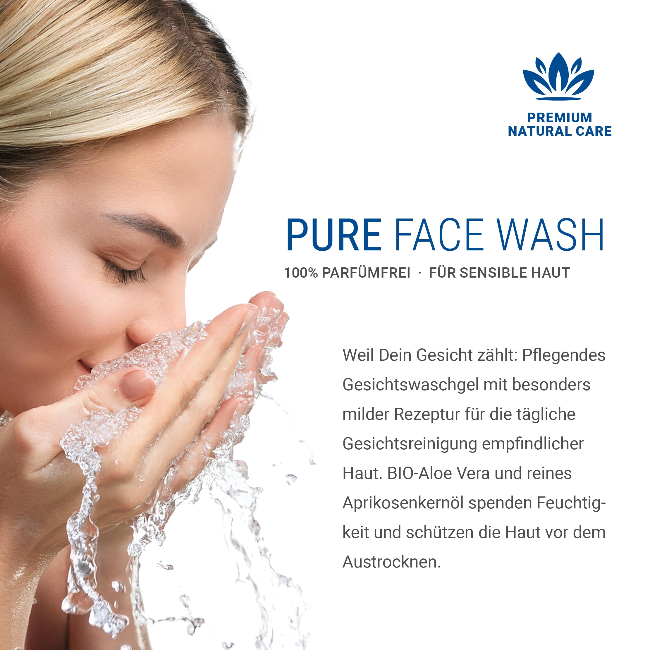 Pure Face Wash, Gesichtswaschgel mit BIO-Aloe Vera & Aprikosenkernöl